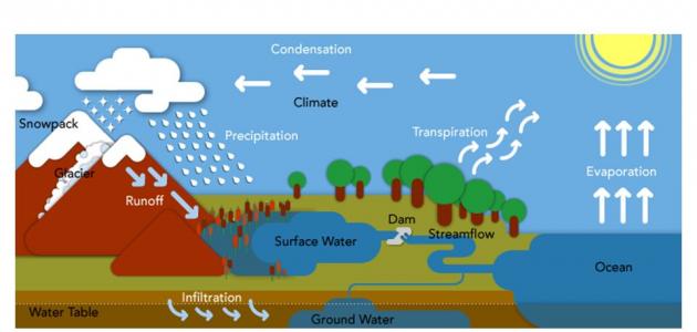 بحث حول دورة الماء في الطبيعة