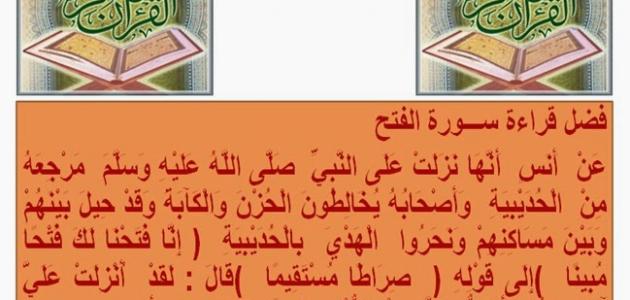 سبب نزول سورة الفتح حروف عربي